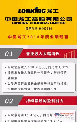 中国龙工2018年度业绩靓丽，继续保持快速增长