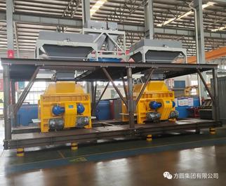 方圆2HZS120型双机组搅拌站顺利完成组装