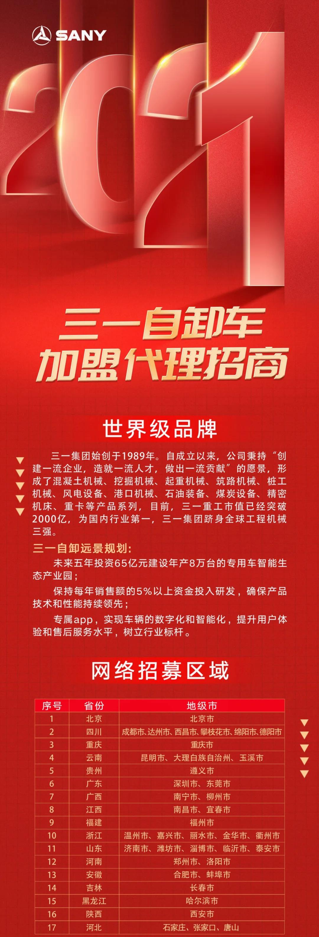 机不可失！三一自卸车加盟代理全国招商