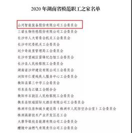 山河智能工会获评“湖南省模范职工之家”