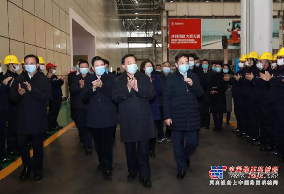 中共中央政治局委员、全国人大常委会副委员长王晨调研三一集团