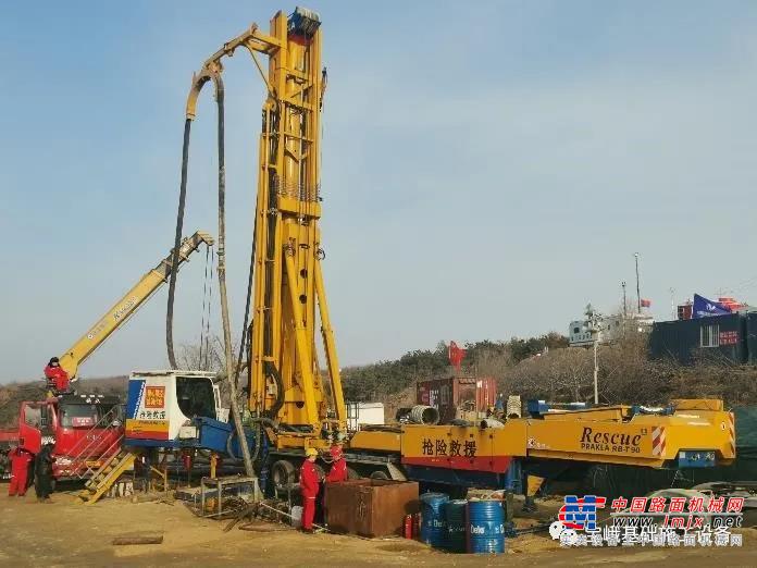 1月22日晚，国家矿山应急救援大同队的宝峨RB-T 90也奉命到达栖霞参加救援（见下图）。