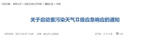 河北唐山启动重污染天气Ⅱ级应急响应