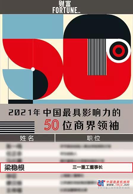 三一重工：梁穩根入選《財富》中國最具影響力的50位商界領袖