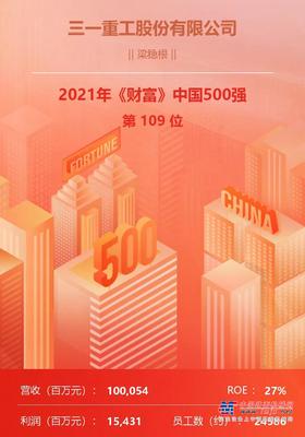 《财富》中国500强：三一排名再升24位！