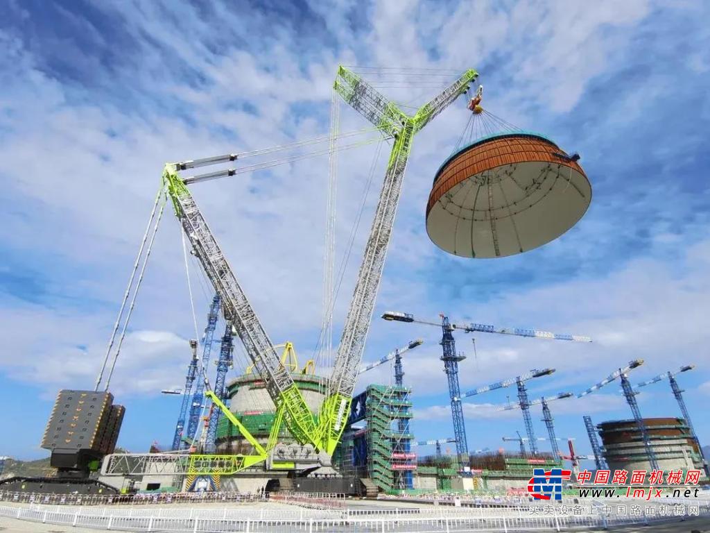 三代核电首台丨ZCC3200NP助力漳州核电“华龙一号”1号机组完成穹顶吊装