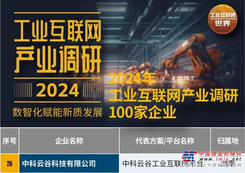 領航實力！中聯重科中科雲穀全維度上榜《2024年工業互聯網產業調研報告》