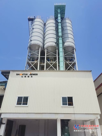 山推建友G3T-40干混砂浆搅拌站服务浙江客户瓷砖胶项目