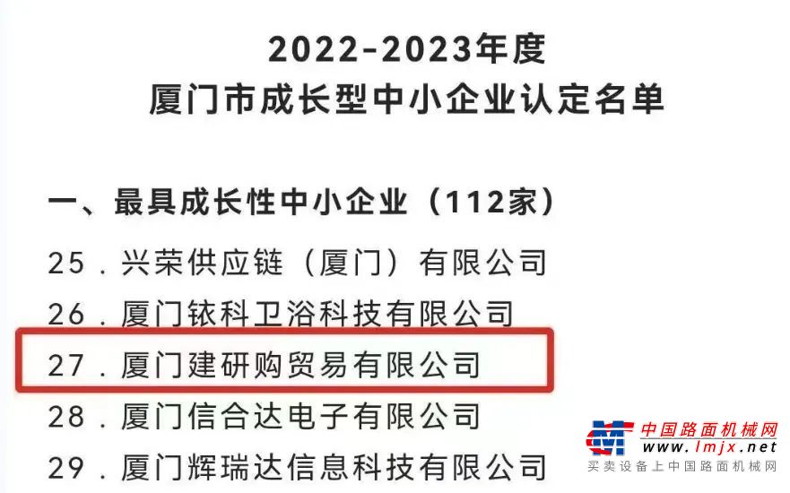 壘知電商| 廈門建研購(gòu)獲2022-2023年度廈門市最具成長(zhǎng)性中小企業(yè)認(rèn)定