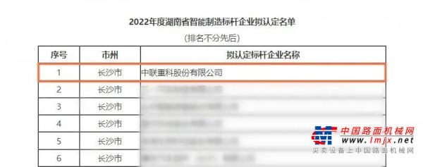 稳居“智”造顶流！中联重科获评2022湖南省智能制造标杆企业