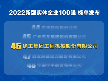 2022新型实体企业百强发布！徐工机械领跑行业