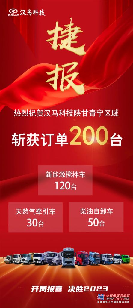 捷报频传，汉马科技陕甘青宁区域斩获订单200台！