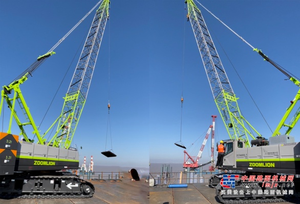 施工案例丨ZCC600V-1履带起重机助力杭州湾跨海铁路桥作业平台建设