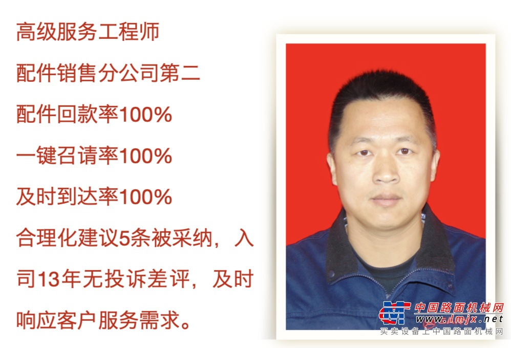 	工程师在新疆那巴高速工地持续驻守55天，克服零下15度严寒天气，保养检修5台设备，为工地如期完工打下了坚实的基础，获得客户好评。