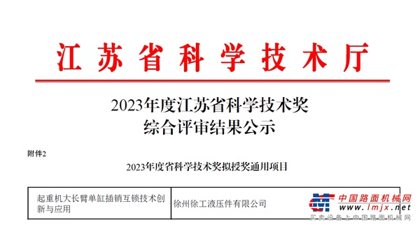 榜上有名！徐工液压职工创新成果荣获江苏省科学技术奖