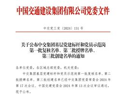 装备分公司两团队被中交集团党委授予“党员示范岗”称号