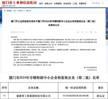 晋工新能源通过厦门市2024年专精特新中小企业认定！