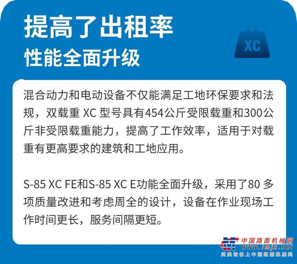 新品首发， 吉尼最新推出S®-85 XC™ FE 混合动力和S-85 XC E 电动高空作业平台