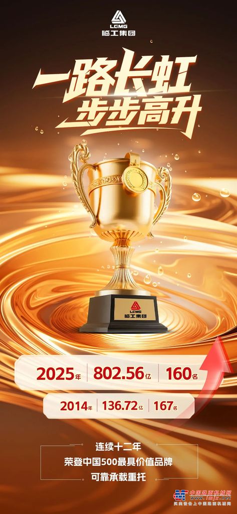 品牌价值802.56亿元！临工集团连续12年荣登中国500最具价值品牌